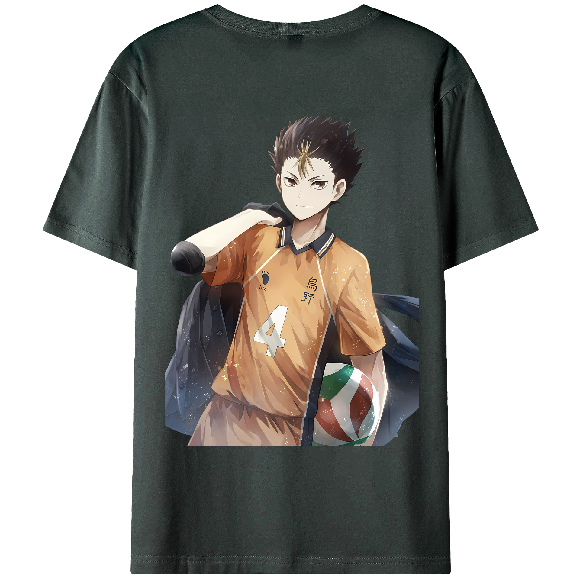 （画像用） ハイキュー!! Haikyu!! 綿100％ メンズ半袖Tシャツ（バックプリント） 通気性